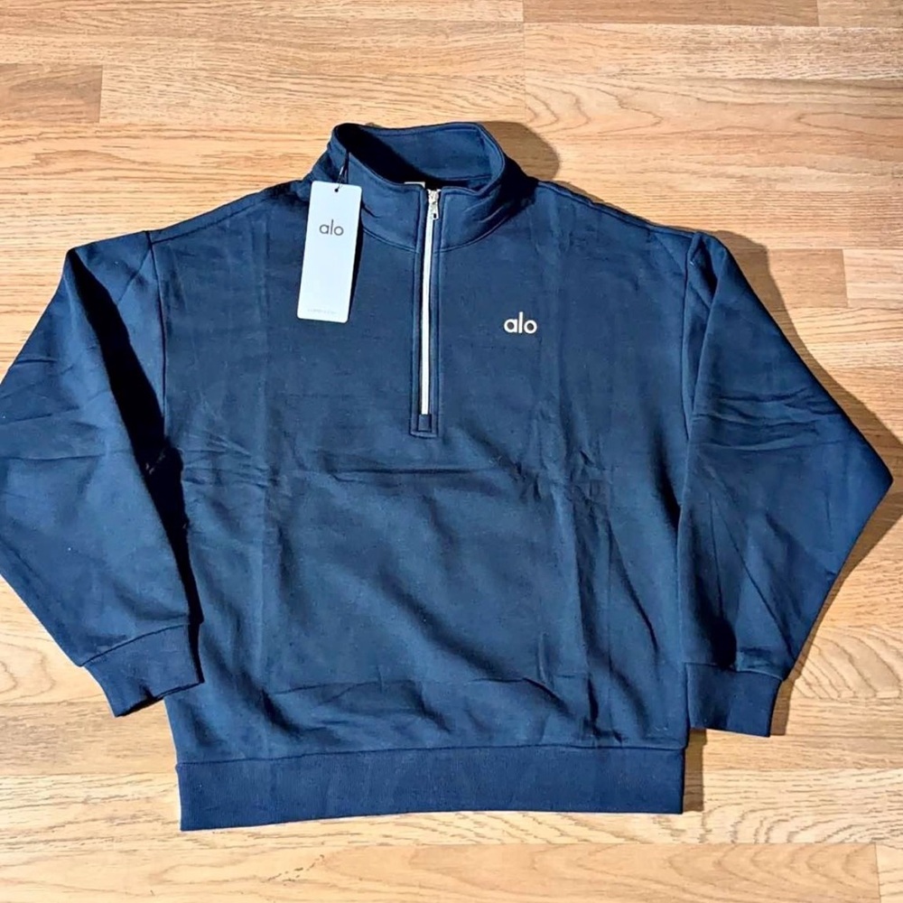 β¨ ALO Yoga Unisex Dark Blue Zip-Up Sweater πΈ - Picture 4 of 5